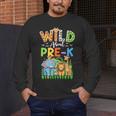 Preschool Teacher Kids Back To School Wild About Pre-K Men's Long Sleeve T-Shirt, funny design
