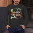 Progress Over Perfection Caterpillar Teacher Back To School Men's Long Sleeve T-Shirt, funny design Progress Over Perfection Caterpillar Teacher Back To School Men's Long Sleeve T-Shirt, funny design
