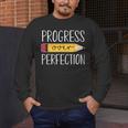 Progress Over Perfection Motivational Back To School Teacher Men's Long Sleeve T-Shirt, funny design Progress Over Perfection Motivational Back To School Teacher Men's Long Sleeve T-Shirt, funny design