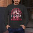 Rainbow Retro Homeschool Mom Teacher I Teach In My Pajamas Men's Long Sleeve T-Shirt, funny design Rainbow Retro Homeschool Mom Teacher I Teach In My Pajamas Men's Long Sleeve T-Shirt, funny design