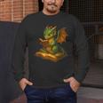 Reading Dragon Shirt For Bookish Teacher Librarian Bookworm Men's Long Sleeve T-Shirt, funny design