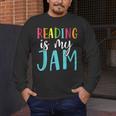Reading Is My Jam Back To School Teacher Men's Long Sleeve T-Shirt, funny design