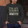 Retro Back To School Women Old Camo Pre-K Teacher Men's Long Sleeve T-Shirt, funny design