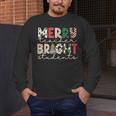 Retro Merry Teacher Bright Students Christmas Teacher Men's Long Sleeve T-Shirt, funny design