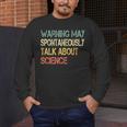 Retro Scientist Warning May Talk About Science Teacher Men's Long Sleeve T-Shirt, funny design