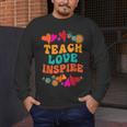 Retro Teach Love Inspire Back To School Teachers Men's Long Sleeve T-Shirt, funny design