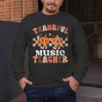 Retro Thankful Music Teacher Pumpkin Fall Thanksgiving Men's Long Sleeve T-Shirt, funny design