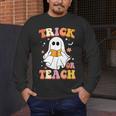 Retro Vintage Groovy Trick Or Teach Teacher Halloween For Men Women Kids Men's Long Sleeve T-Shirt, funny design