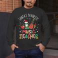 Santa's Favorite Music Teacher Christmas Santa Hat Matching Men's Long Sleeve T-Shirt, funny design