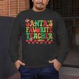Santas Favorite Teacher Retro Groovy Christmas Xmas Women Men's Long Sleeve T-Shirt, funny design Santas Favorite Teacher Retro Groovy Christmas Xmas Women Men's Long Sleeve T-Shirt, funny design