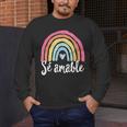 Sé Amable Spanish Bilingual Teacher Be Kind Boho Rainbow Men's Long Sleeve T-Shirt, funny design