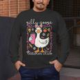 Silly Goose Teacher Club Animal Lover Groovy Teacher Men's Long Sleeve T-Shirt, funny design