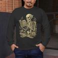 Skeleton Book Floral Skull Halloween Teacher Costume Men's Long Sleeve T-Shirt, funny design Skeleton Book Floral Skull Halloween Teacher Costume Men's Long Sleeve T-Shirt, funny design