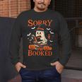 Sorry I'm Booked Ghost Reading Book Lover Teacher Halloween Men's Long Sleeve T-Shirt, funny design