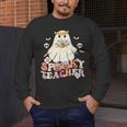 Spooky Teacher Groovy Retro Ghost Teacher Halloween 2023 For Men Women Kids Men's Long Sleeve T-Shirt, funny design