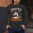 Spooky Teacher Halloween Cute Ghost Pumpkin Reading Women Men's Long Sleeve T-Shirt, funny design