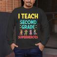 I Teach Second Grade Superheroes Teacher Superhero Men's Long Sleeve T-Shirt, funny design