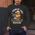 I Teach The Sweetest Duckies Teacher Rubber Duck Teaching Men's Long Sleeve T-Shirt, funny design