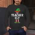 The Teacher Elf Matching Family Christmas Men's Long Sleeve T-Shirt, funny design