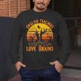 Teacher Halloween All English Teachers Love Brains Men's Long Sleeve T-Shirt, funny design