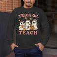 Teacher Halloween Trick Or Teach Cute Ghost Coffee Pumpkins Men's Long Sleeve T-Shirt, funny design