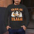 Teacher Halloween Trick Or Teach Retro Groovy Floral Ghost Men's Long Sleeve T-Shirt, funny design Teacher Halloween Trick Or Teach Retro Groovy Floral Ghost Men's Long Sleeve T-Shirt, funny design