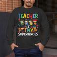 Teacher Of Tiny Superheroes Teach 100th Day Of School Men Women Girls Kids Men's Long Sleeve T-Shirt, funny design Teacher Of Tiny Superheroes Teach 100th Day Of School Men Women Girls Kids Men's Long Sleeve T-Shirt, funny design