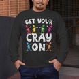 Teacher's Get Your Cray On Dabbing Crayons Men's Long Sleeve T-Shirt, funny design Teacher's Get Your Cray On Dabbing Crayons Men's Long Sleeve T-Shirt, funny design