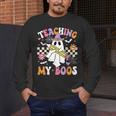 Teaching My Boos Ghost Teacher Cute Groovy Halloween Teacher Men's Long Sleeve T-Shirt, funny design