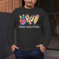 Tie Dye Hippie Peace Love Teach Teacher Appreciation Men's Long Sleeve T-Shirt, funny design