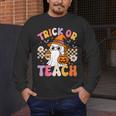 Trick Or Teach Cute Ghost Coffee Pumpkins Halloween Teacher Men's Long Sleeve T-Shirt, funny design Trick Or Teach Cute Ghost Coffee Pumpkins Halloween Teacher Men's Long Sleeve T-Shirt, funny design