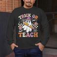 Trick Or Teach Groovy Teacher Halloween Retro Ghost Men's Long Sleeve T-Shirt, funny design Trick Or Teach Groovy Teacher Halloween Retro Ghost Men's Long Sleeve T-Shirt, funny design