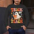 Trick Or Teach Halloween Shirt For Teacher Kids Floral Ghost Men's Long Sleeve T-Shirt, funny design