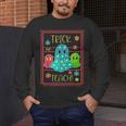Trick Or Teach Neon Ghost Flower Teacher Spooky Halloween Men's Long Sleeve T-Shirt, funny design