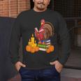 Turkey Reading Books Fall Thanksgiving Teacher Book Men's Long Sleeve T-Shirt, funny design