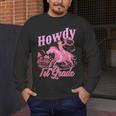 Vintage Howdy First Grade Cowgirl Teacher Western School Men's Long Sleeve T-Shirt, funny design