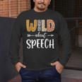 Wild About Speech SLP Leopard Teacher Back To School Kids Men's Long Sleeve T-Shirt, funny design Wild About Speech SLP Leopard Teacher Back To School Kids Men's Long Sleeve T-Shirt, funny design