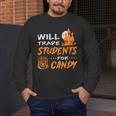 Will Trade Students For Candy Halloween Costume Teacher Men's Long Sleeve T-Shirt, funny design Will Trade Students For Candy Halloween Costume Teacher Men's Long Sleeve T-Shirt, funny design