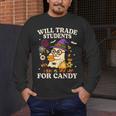 Will Trade Students For Candy Teacher Ghost Halloween Men's Long Sleeve T-Shirt, funny design Will Trade Students For Candy Teacher Ghost Halloween Men's Long Sleeve T-Shirt, funny design