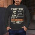 I Won't Stop Haunting Me Skeleton 6 7 Meme Teachers Men's Long Sleeve T-Shirt, funny design