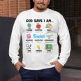 God Says Im Teacher Christian Back To School Religious Men's Long Sleeve T-Shirt, funny design God Says Im Teacher Christian Back To School Religious Men's Long Sleeve T-Shirt, funny design