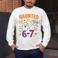 Haunted 67 Ghost Math Teacher Halloween Costume Math Pun Men's Long Sleeve T-Shirt, funny design