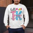 Hello TK Transitional Kindergarten Back To School Teacher Men's Long Sleeve T-Shirt, funny design Hello TK Transitional Kindergarten Back To School Teacher Men's Long Sleeve T-Shirt, funny design