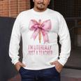 I'm Literally Just a Teacher Pencil Coquette Bow School Men's Long Sleeve T-Shirt, funny design I'm Literally Just a Teacher Pencil Coquette Bow School Men's Long Sleeve T-Shirt, funny design