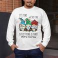 It's Fine We'Re Fine Gnome Pre-K Teacher Christmas Light For Men Women Men's Long Sleeve T-Shirt, funny design