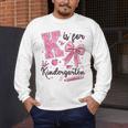K Is For Kindergarten Teacher Coquette Bow Back To School Men's Long Sleeve T-Shirt, funny design K Is For Kindergarten Teacher Coquette Bow Back To School Men's Long Sleeve T-Shirt, funny design