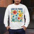 Leer Es Poder Cute Floral Boho Spanish Teacher Reading Men's Long Sleeve T-Shirt, funny design Leer Es Poder Cute Floral Boho Spanish Teacher Reading Men's Long Sleeve T-Shirt, funny design