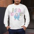 Preppy Fifth Grade Teacher Blue Floral Coquette Pencil Bow Men's Long Sleeve T-Shirt, funny design Preppy Fifth Grade Teacher Blue Floral Coquette Pencil Bow Men's Long Sleeve T-Shirt, funny design