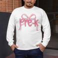 Preppy Pre k Back To School Pre-k Teachers Girls Cute Bow Men's Long Sleeve T-Shirt, funny design Preppy Pre k Back To School Pre-k Teachers Girls Cute Bow Men's Long Sleeve T-Shirt, funny design