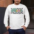 Retro Checkered Music Therapist Squad Music Therapy Teacher For Men Women Men's Long Sleeve T-Shirt, funny design Retro Checkered Music Therapist Squad Music Therapy Teacher For Men Women Men's Long Sleeve T-Shirt, funny design